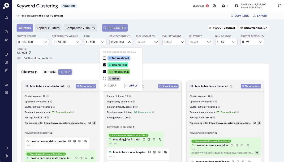 Search Intent Preview